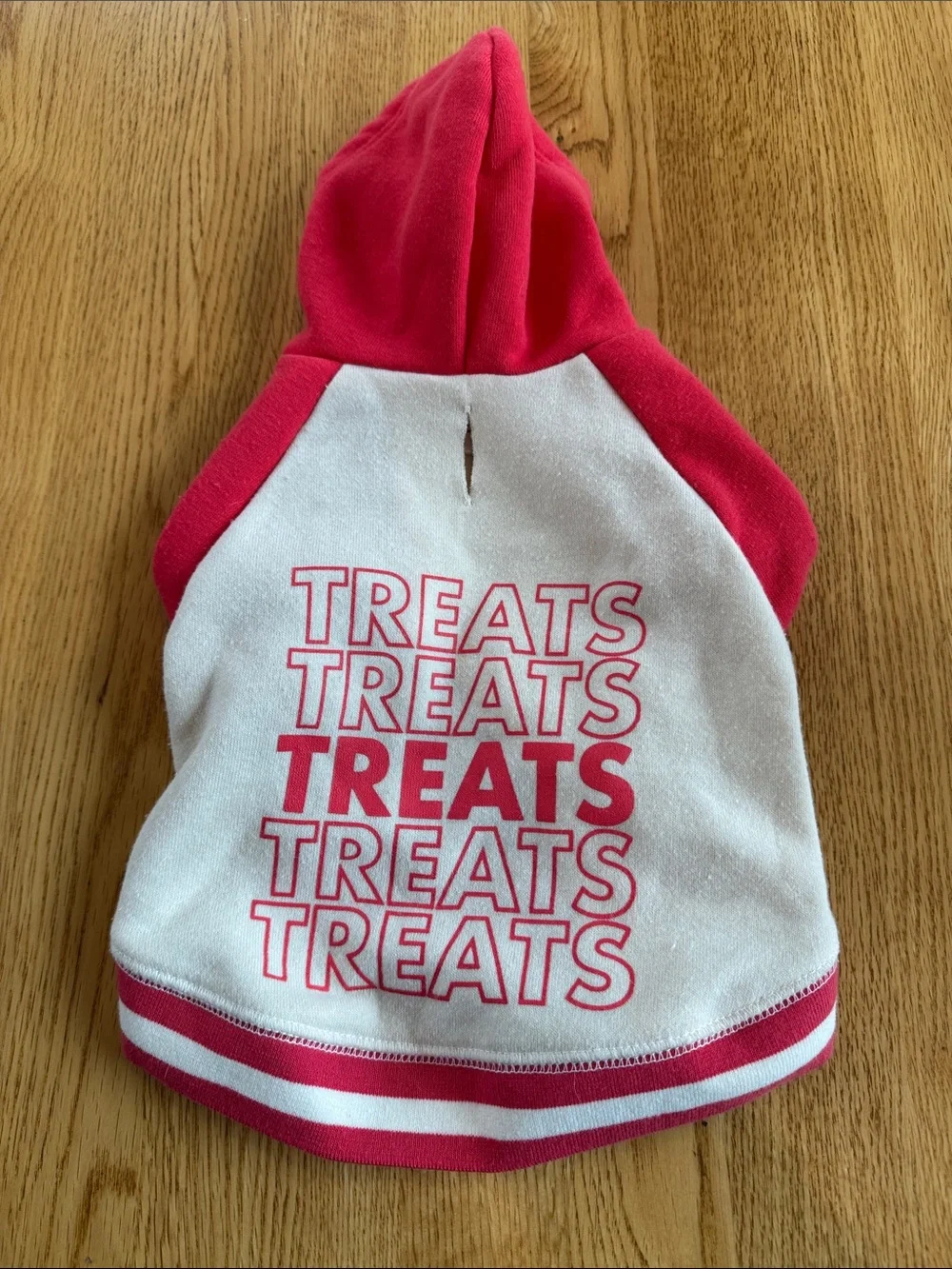 Red & Cream  'TREATS'! Dog or Puppy Hoodie Banded Sweatshirt